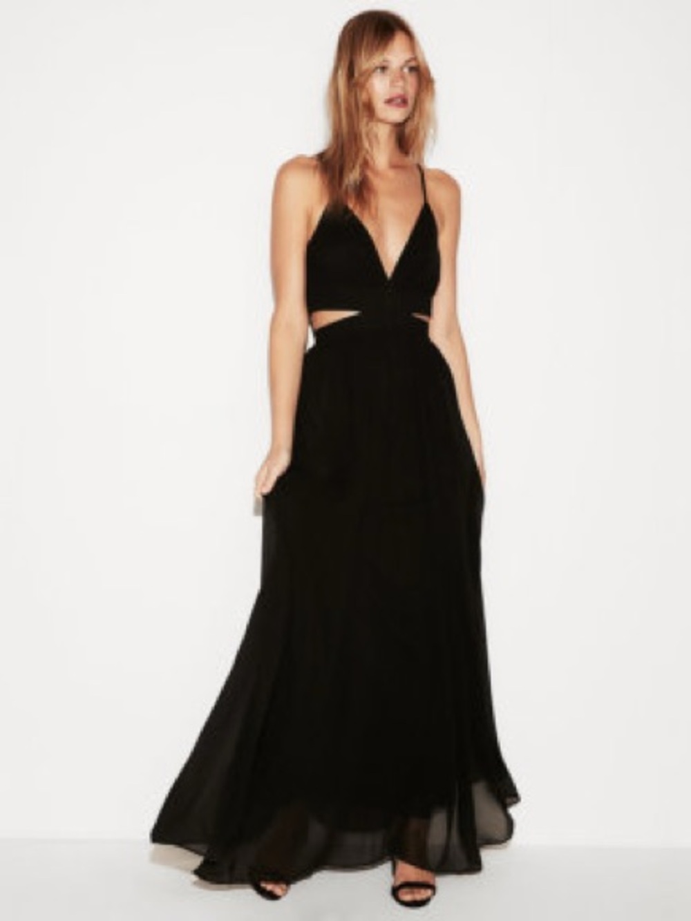 Express Black Cutout Maxi Formal Dress